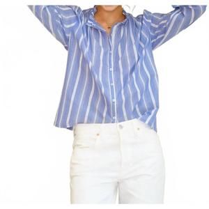 NEW M.A.B.E. chrissie blouse in blue stripe